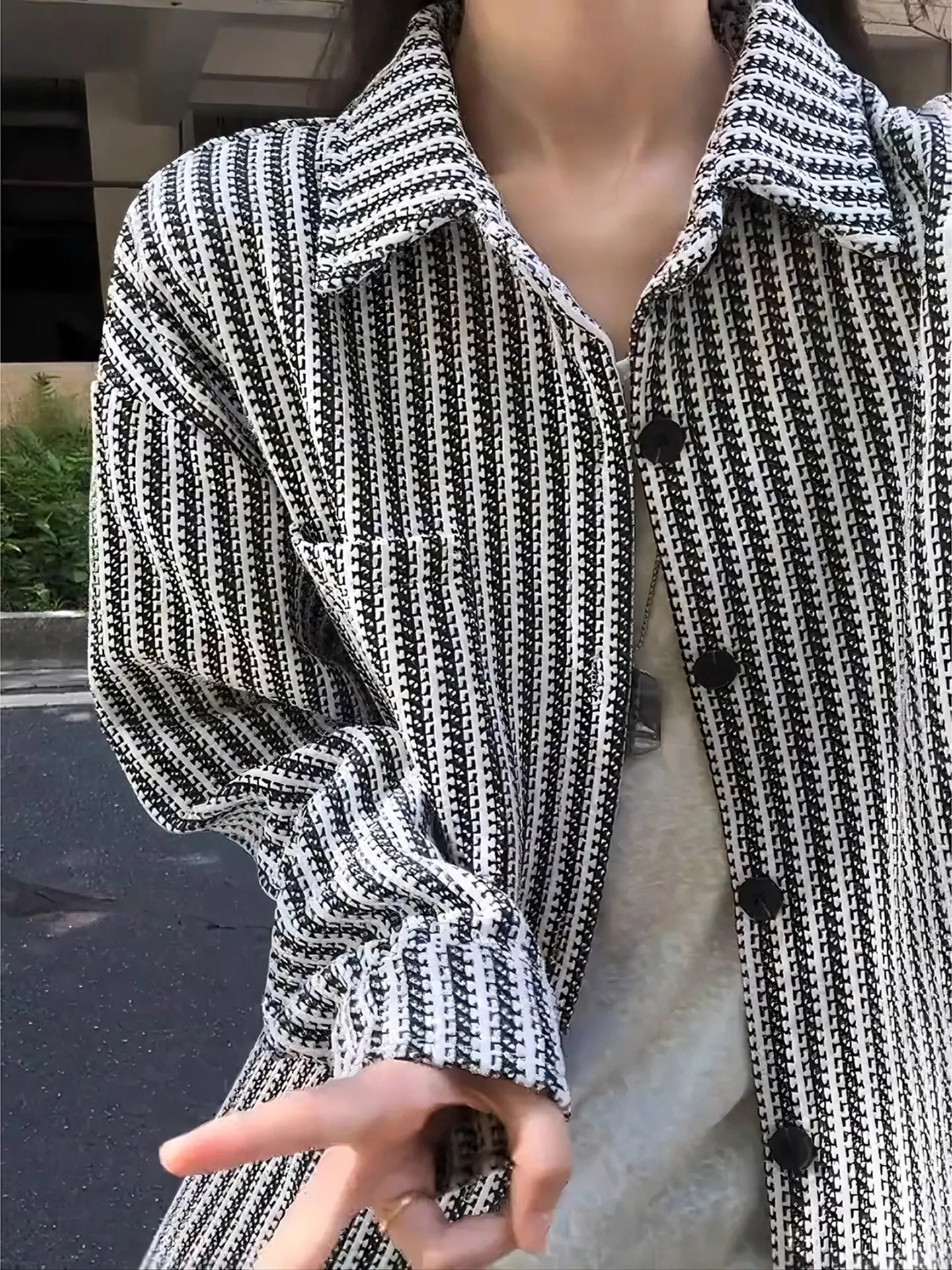 

Мужская осенняя длинная куртка с рисунком волокна в американском стиле ретро, ленивый тяжелый вес, многослойная одежда, повседневная свободная посадка