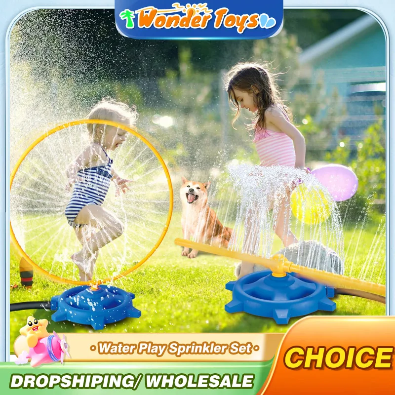 Water Play Sprinkler Set Toy Sports Jump Rope Hose Circular for Kids Outdoor Games Spray Toy Backyard Garden Yard Baby Bath Toy