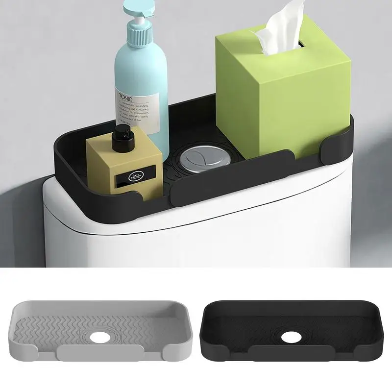 Bathroom Organizer Storage Tray Silicone Tray Bathroom Organizer Storage Box Toilet Tank Basket Toppers for Toilet Paper Gadgets