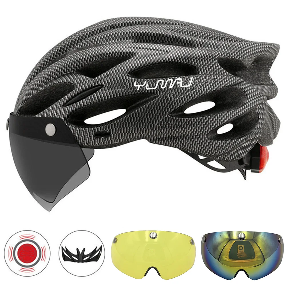 230g YUMAJ Ultraleichter Helm für Straße und Berge, Integral geformt mit abnehmbarem Visier, Fahrrad-Rücklicht-Helm CB-26 – Detail 25