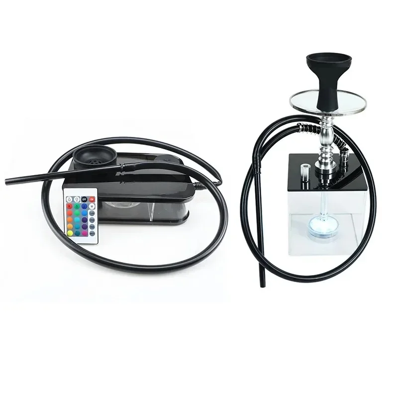 

Акриловый кальянный набор: шиша, наргиле, чича, чачимбас, водяная трубка, кальян в коробке с LED-подсветкой для курения