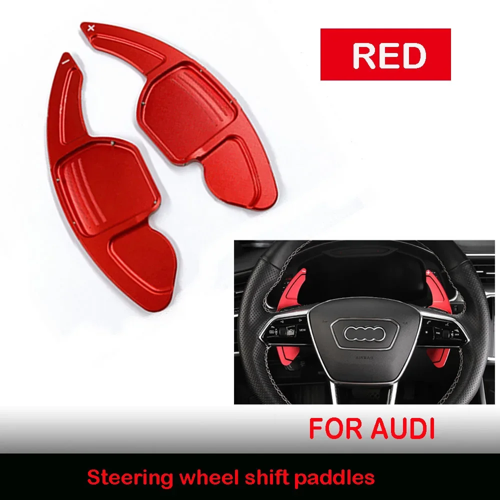 1 Set Car Steering Wheel Extension Shifters DSG Shift Paddles For AUDI A3 S3 A4 S4 B8 A5 S5 A6 S6 A8 R8 Q5 Q7 TT Red With Screw