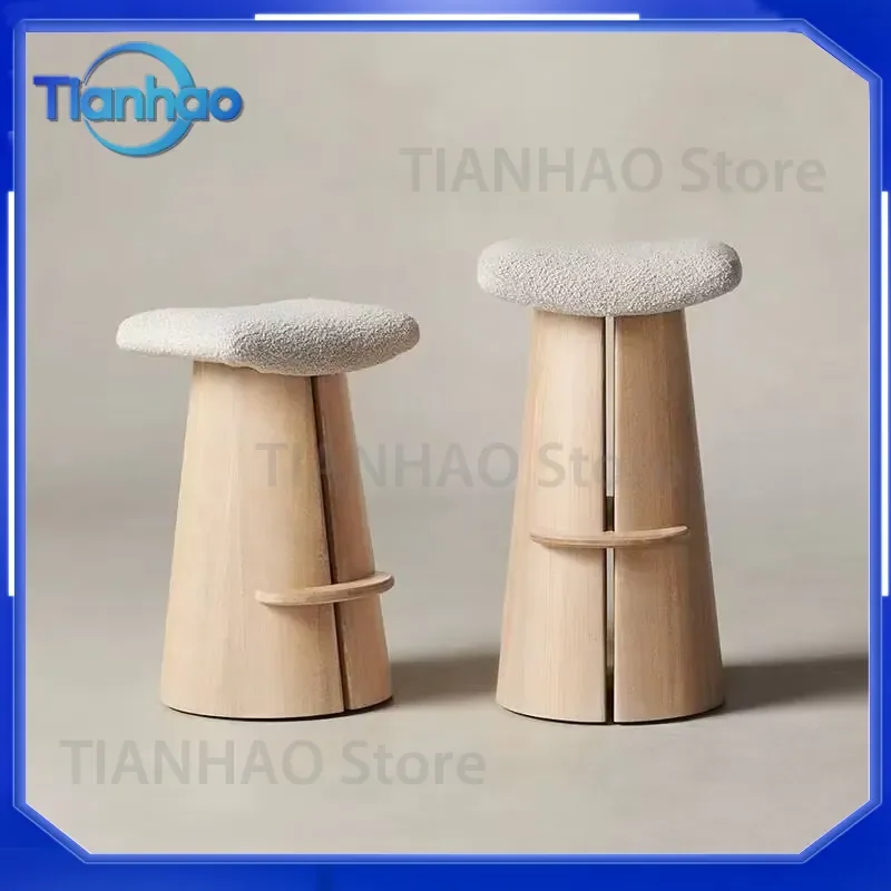 for Nordic Luxury Solid Wood Bar Chair Creative Design Kitchen Counter Home Bar Stools Modern Taburetes Altos De Cocina