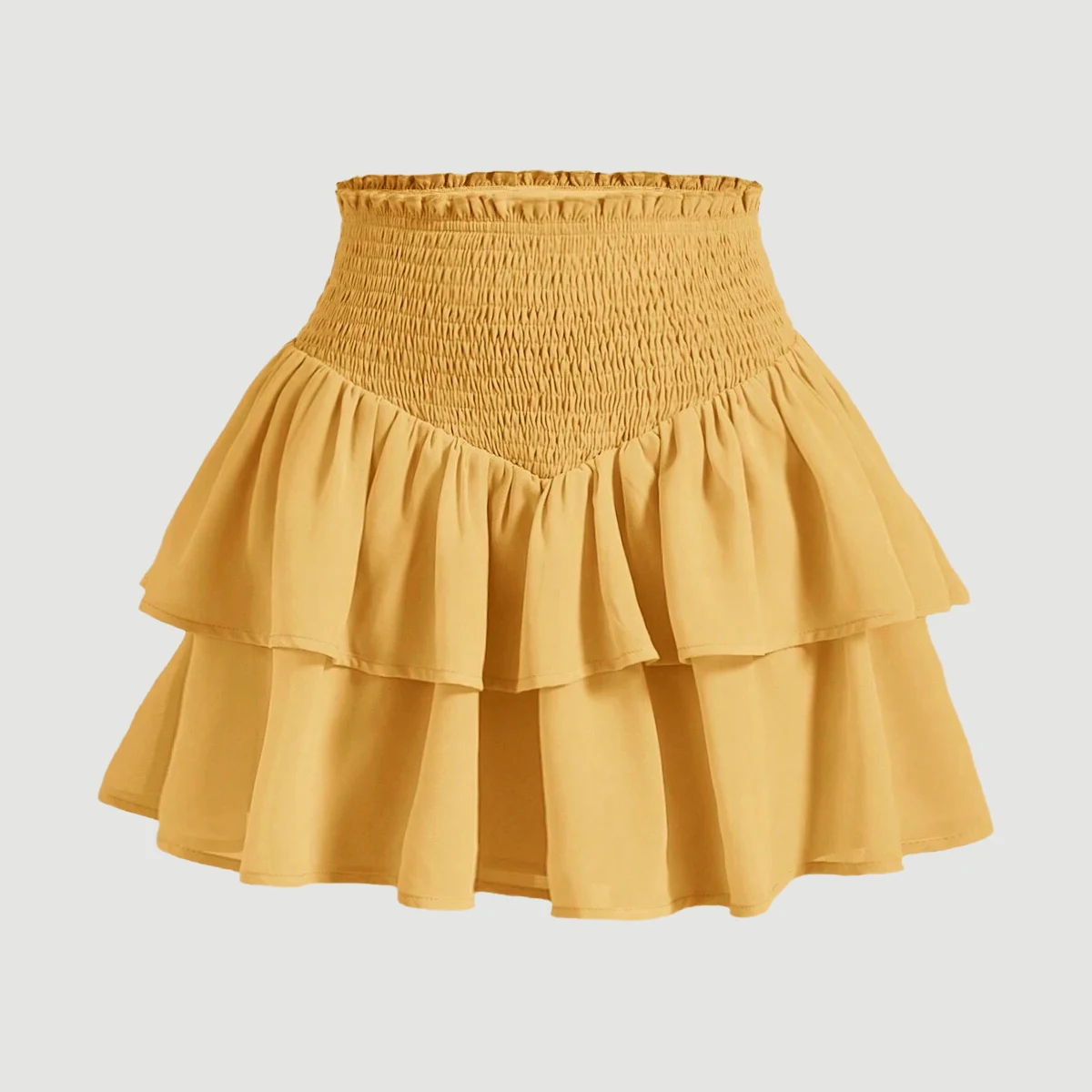 Women's 2025 Autumn Spring Preppy Style High-Waisted Layered Mini Skirt Stretch Comfort for Daily Casual Wear