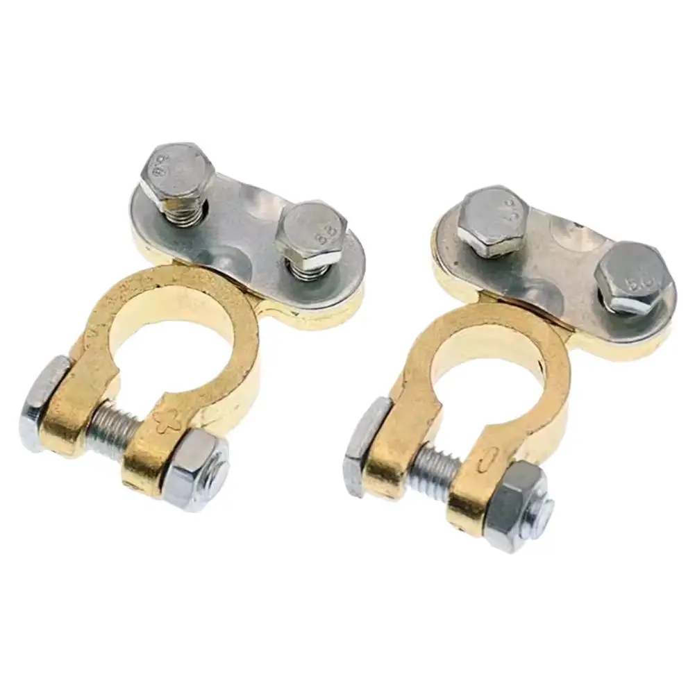 2pcs Car Battery Terminal Wire Clamps Pure Copper Positive Negative Top Post Connectors Battery Terminal Clip Battery Connectors