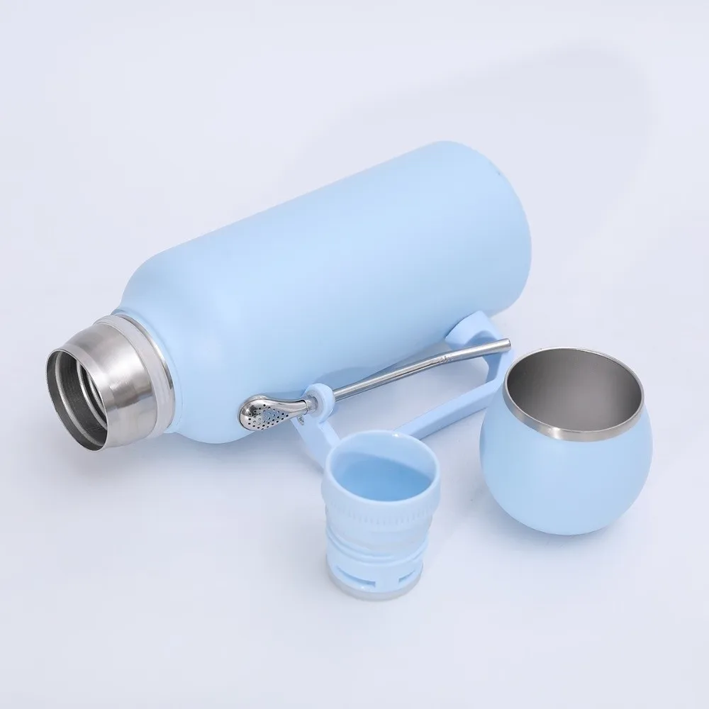 Portable Stainless Steel Insulated Bottle Large Capacity 1200ml Vacuum Flask with Straw Spoon Leak Proof Sports Water Bottle