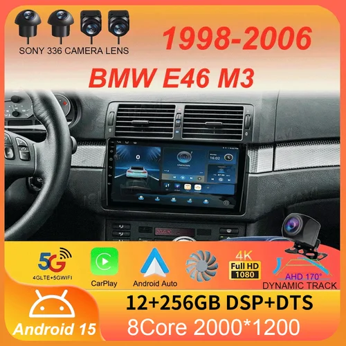 Imagen 1 del producto Android 15 Radio del coche para BMW E46 M3 1998-2006 reproductor de vídeo Multimedia 2Din 4G WIFI navegación GPS Carplay unidad principal 360 cámara