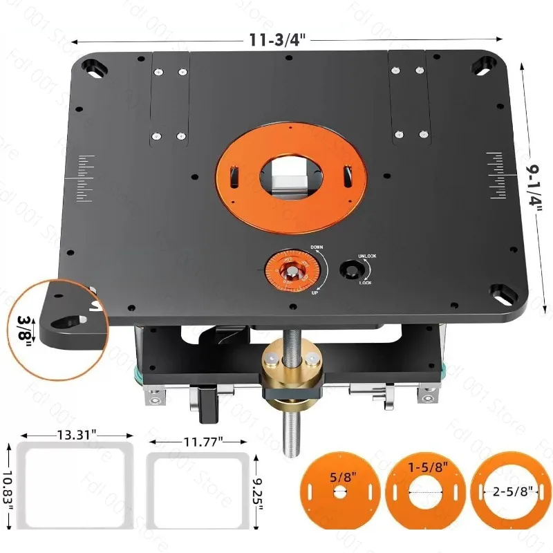 The router lift is suitable for routers with a diameter of 6.5 cm - 10.7 cm