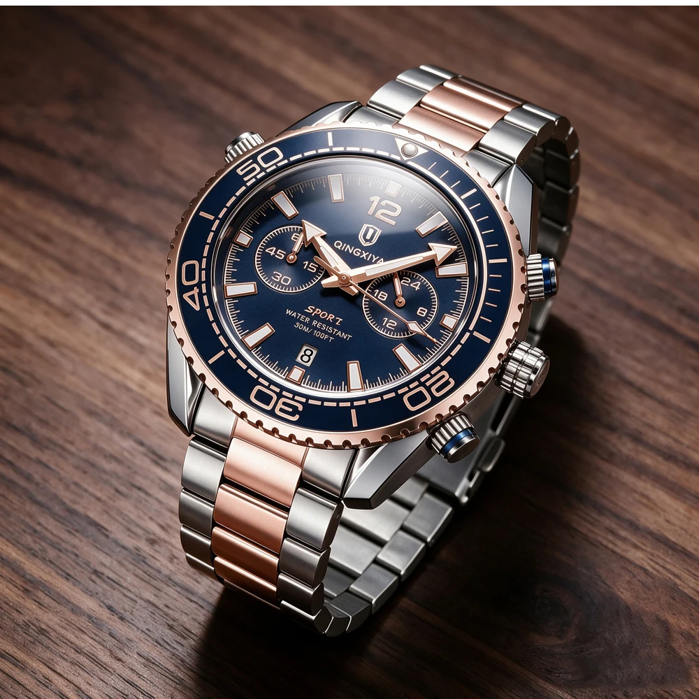 QINGXIYA Modische, kreative Herren-Quarzuhr, wasserdicht, leuchtend, Sport-Chronograph, Herrenuhr mit Datumsanzeige, Business-Uhren für Herren, Reloj – Detail 3