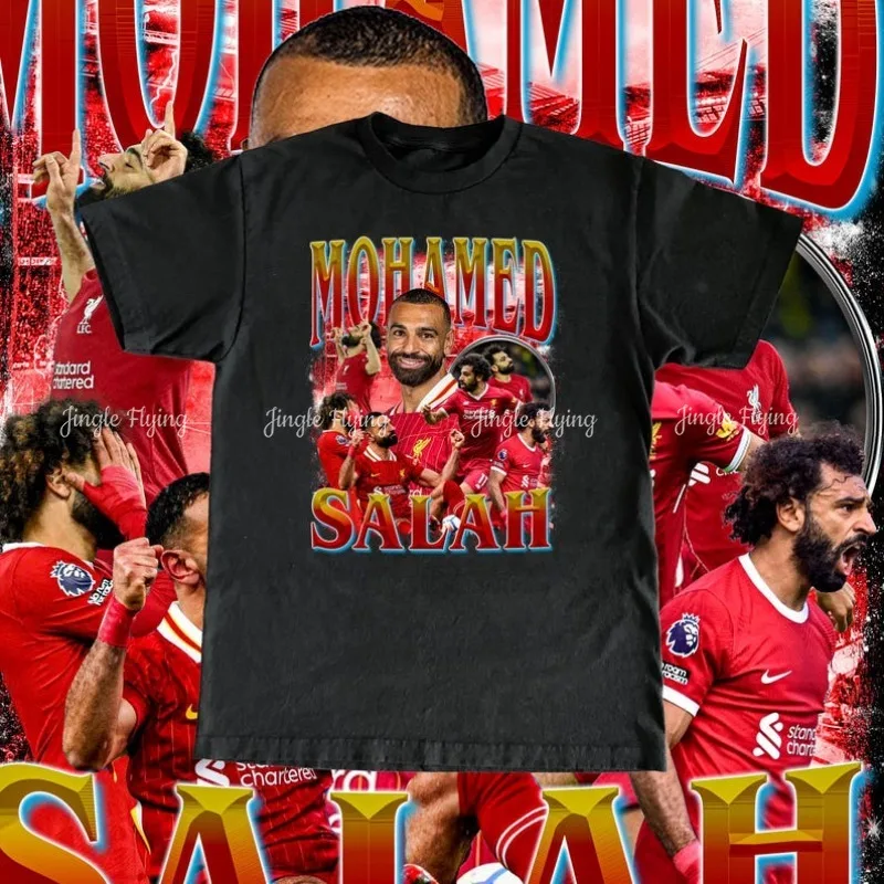 Рубашка Mohamed Salah на заказ, винтажный дизайн, высокая футболка, качественная футболка, египетский футбол, подарок фанату, футболист Рубашка Mohamed Salah на заказ, винтажный дизайн, высокая футболка, качественная футболка, египетский футбол, подарок фанату, футболист