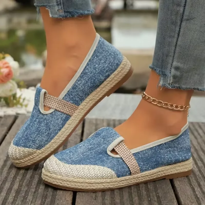 2024 Autumn Canvas Shoes Breathable Casual Shoes Slip-On Hemp Shoes Graffiti Espadrilles Women Footwear Flats 36-41
