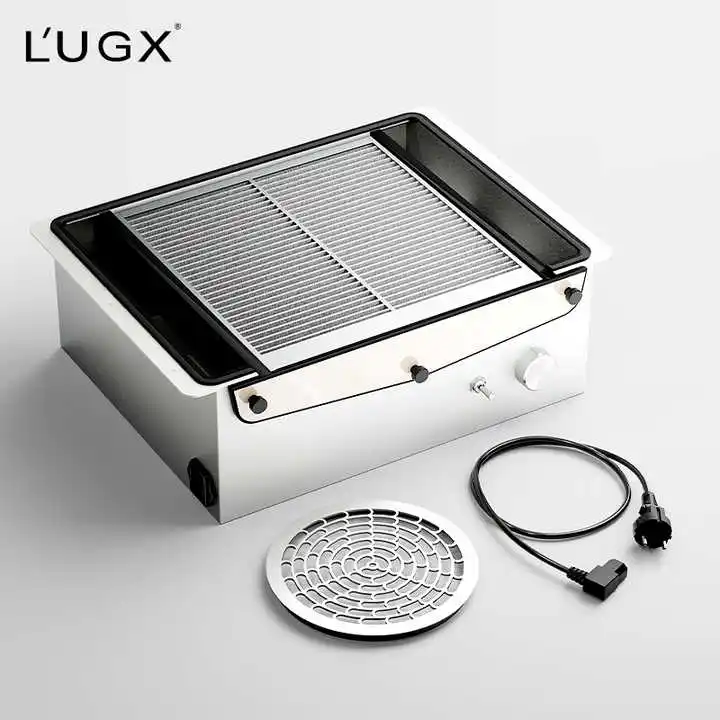Professional Salon Nail Vacuum Cleaner with  Big Power & Low Noise Build-in Desk Nail Dust Collector Square Shape