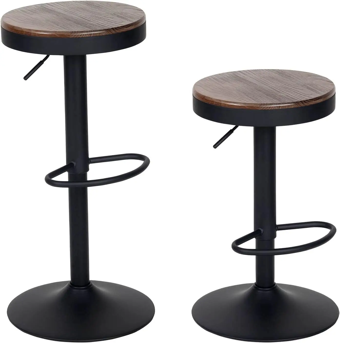 

Bar Stools Set of 2, Vintage Wooden Counter Height Swivel Barstools with Footrest, Adjustable Height for Kitchen Island Cafe