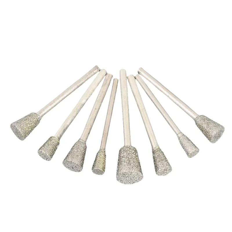 C7 Diamond Grinding Head Inverted Trapezoid 2.35/3 Shank Engraving Bit Jade Jewelry Bracelet Glass Stone Carving Polishing Tool