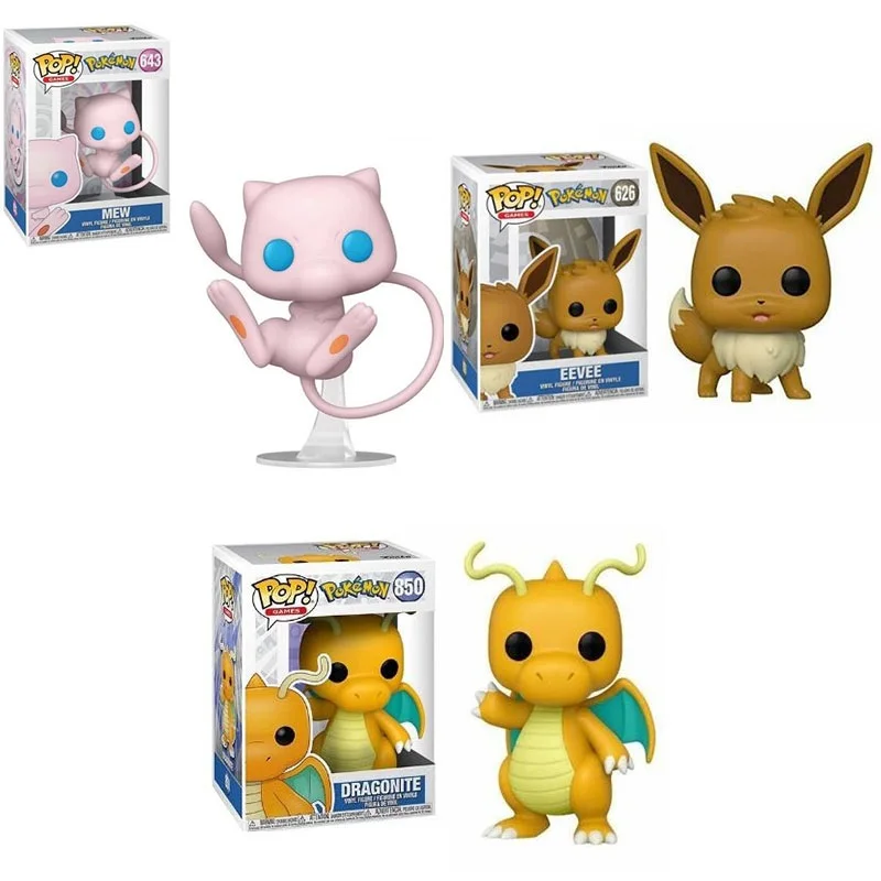 Funko POP Pokemon DRAGONITE 850# EEVEE 626# MEW 643# PVC Vinyl Dolls Action Figure Model Toy for Children Christmas Gifts