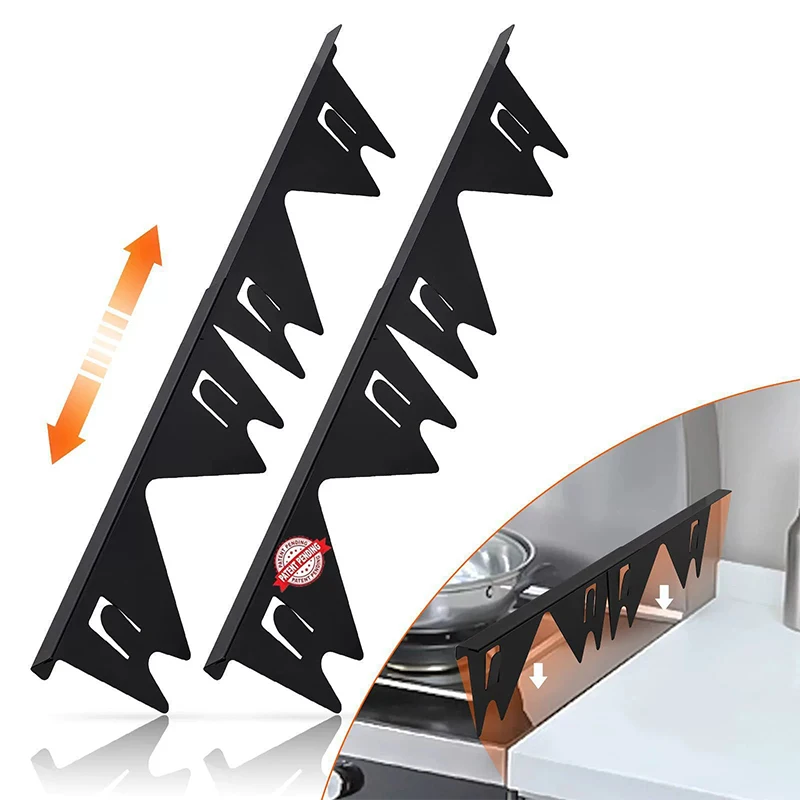 1/2 Pair Stainless Steel Stove Gap Filler 13.7-27.5 Inch Adjustable Easy Clean Kitchen Stove Top Gap Cover Black/Silver