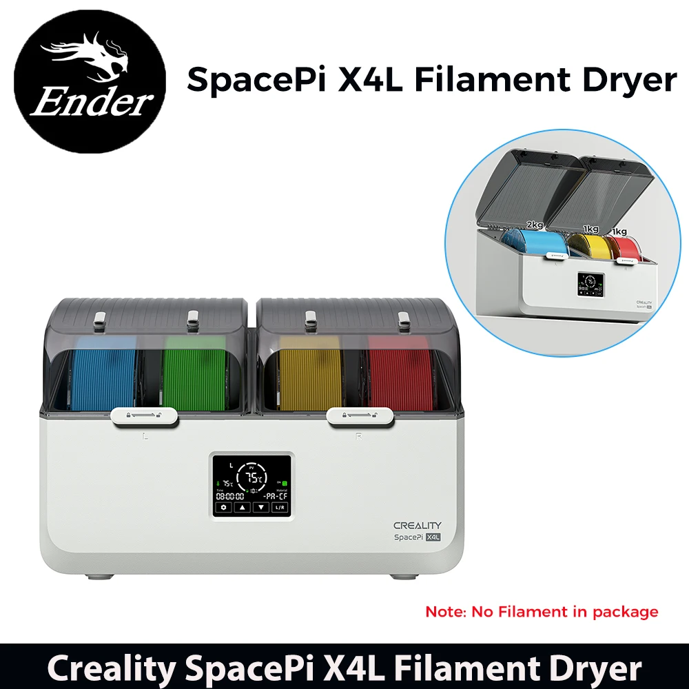 

Creality SpacePi X4L Filament Dryer for All 3D Printer 4 Spools Up To 75℃ Dual Independent Heating Chambers LCD Touchscreen