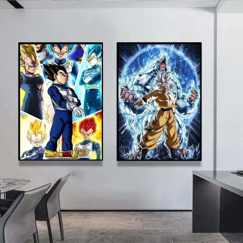 Pósteres de lienzo clásicos Dragon Ball Goku, imagen Mural impresa, Vegeta, habitación moderna, pared del hogar, figuras de acción decorativas estéticas