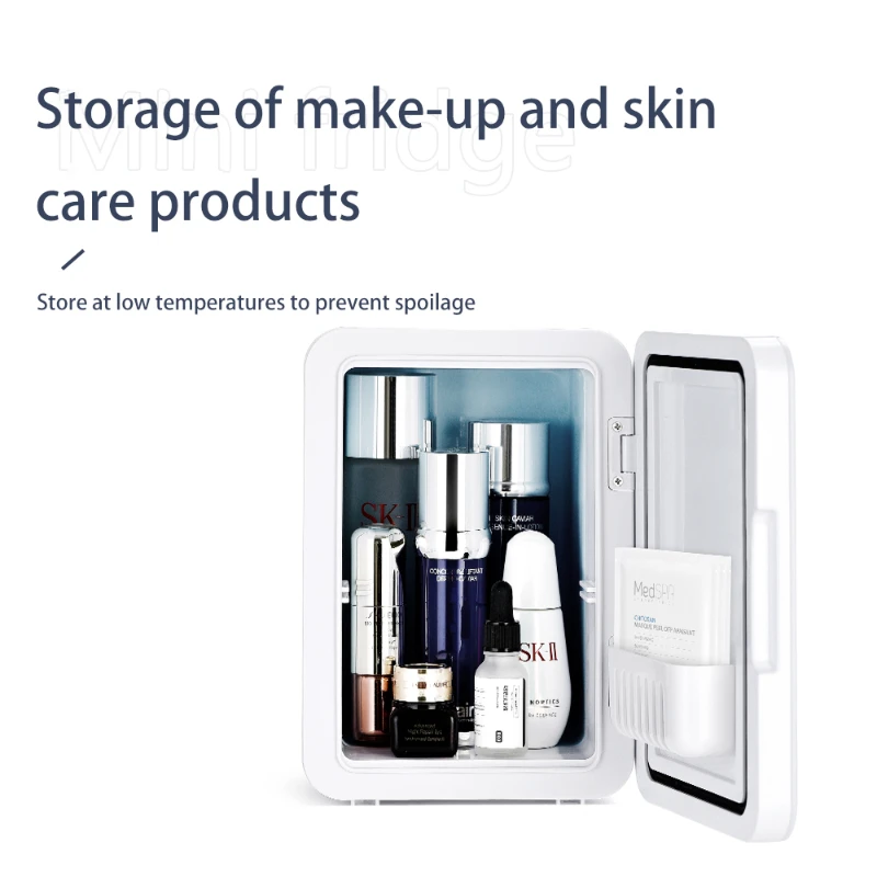 Portable beauty mirror small refrigerator car home dual-use 8L large capacity heating cooling multi-function mini refrigerator