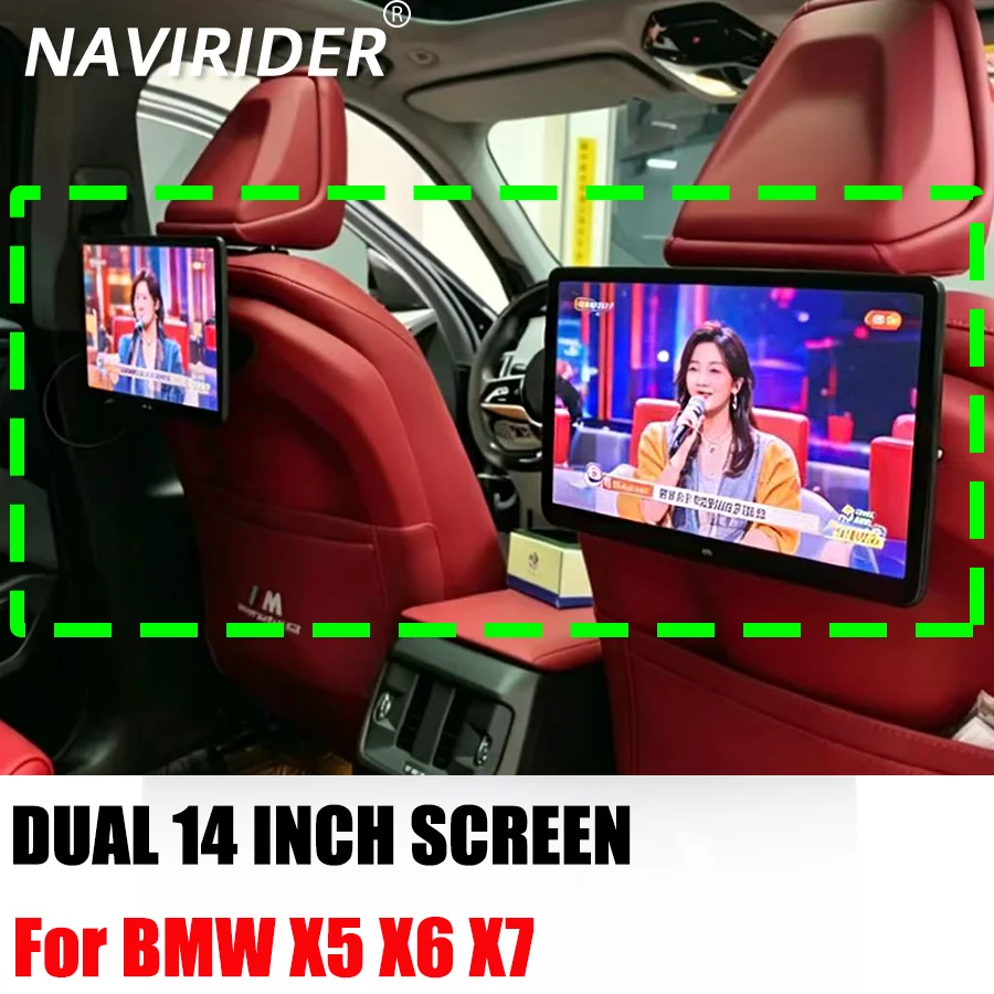 S 14inch Car TV Rear Seat Entertainment For BMW X5 X6 X7 Android Headrest Monitor 4k Screen With Mirroring HDMI Screen Plug&Play