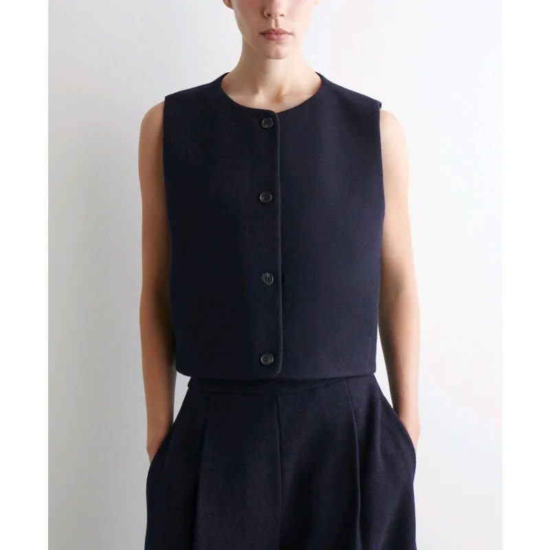 الوقوف نسخة الصوف مزيج البدلة سترة عارضة السراويل عالية الخصر السراويل الطويلة قطعتين مجموعة Fionable الخريف الزي للنساء