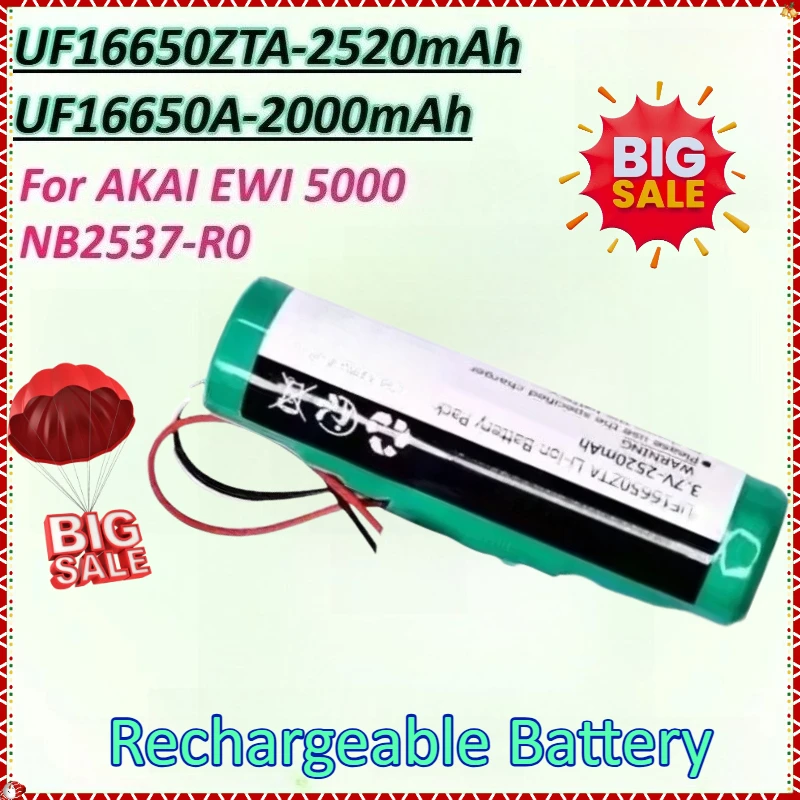 

New UF16650ZTA 3.7V 2000mAh/2520mAh UF16650A High-Capacity Battery for NB2537-R0 AKAI AKAI EWI 5000 Solo Rechargeable Battery