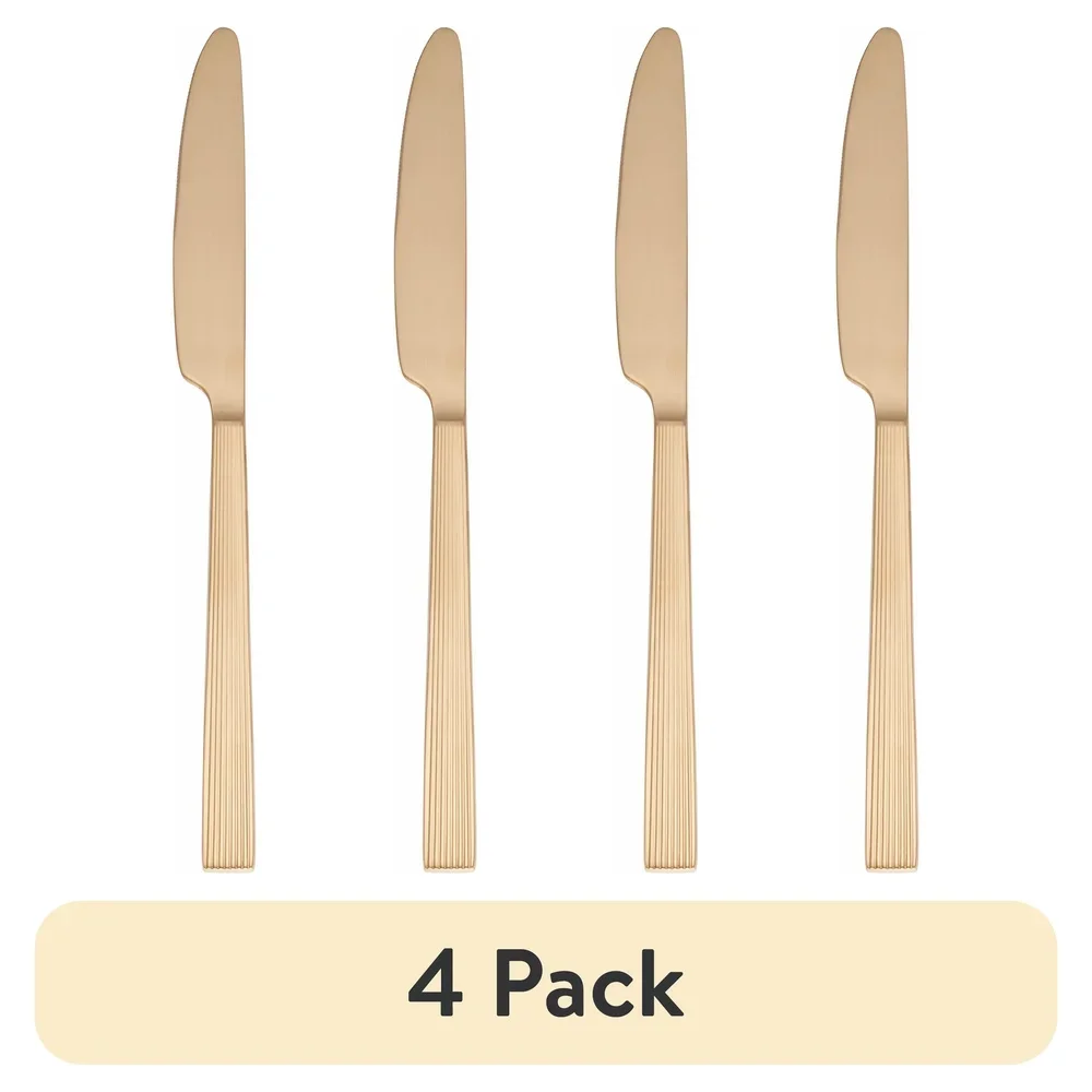 Satin Finish Stainless Steel Flatware Set 4 Pack Dinner Knife Ergonomic Easy Clean Stylish Cutlery
