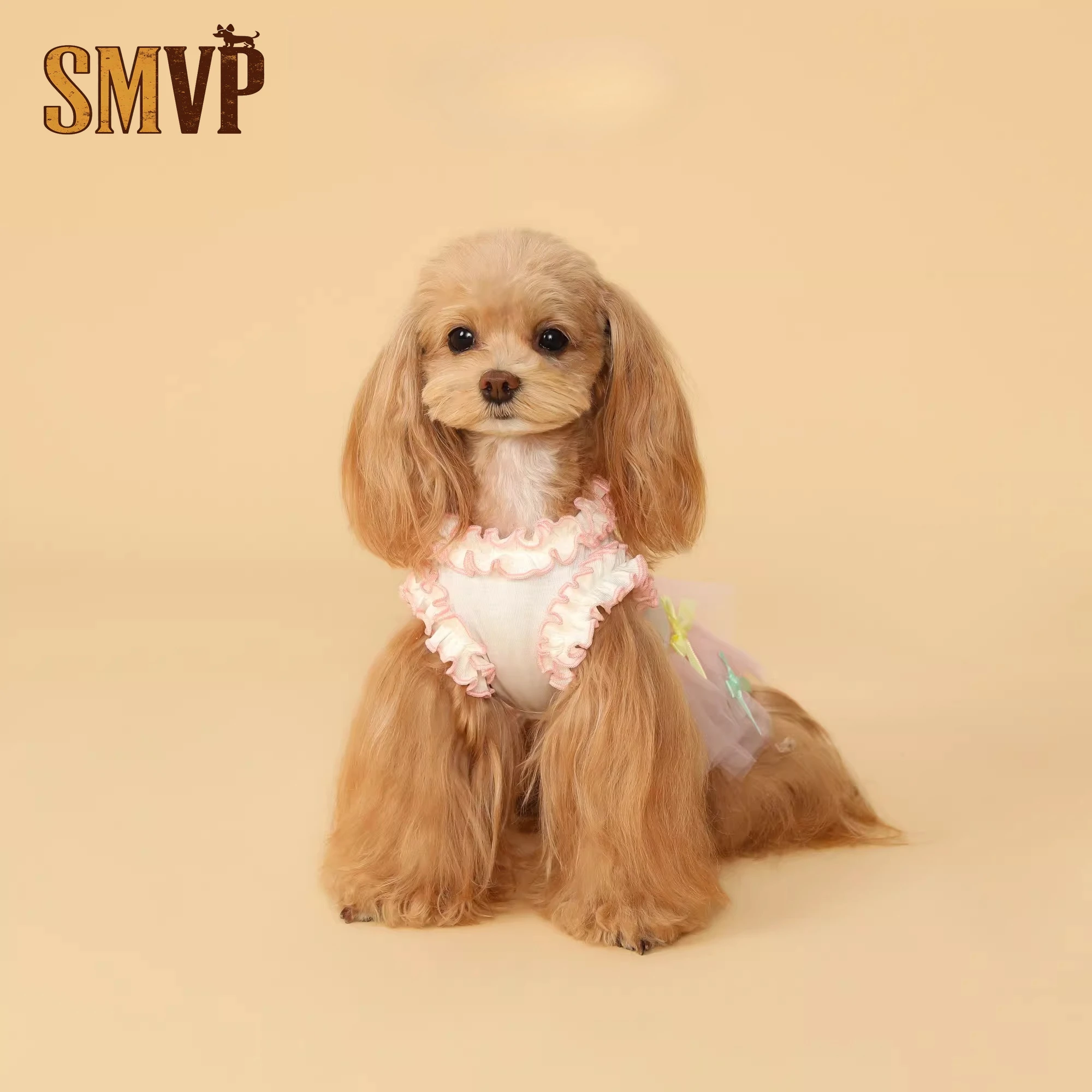 

Original Design Ruffle Bow Ballet Pink Yarn Puffy Dress Soft Elegant Princess Style Pet Kitten Small Dog Dress