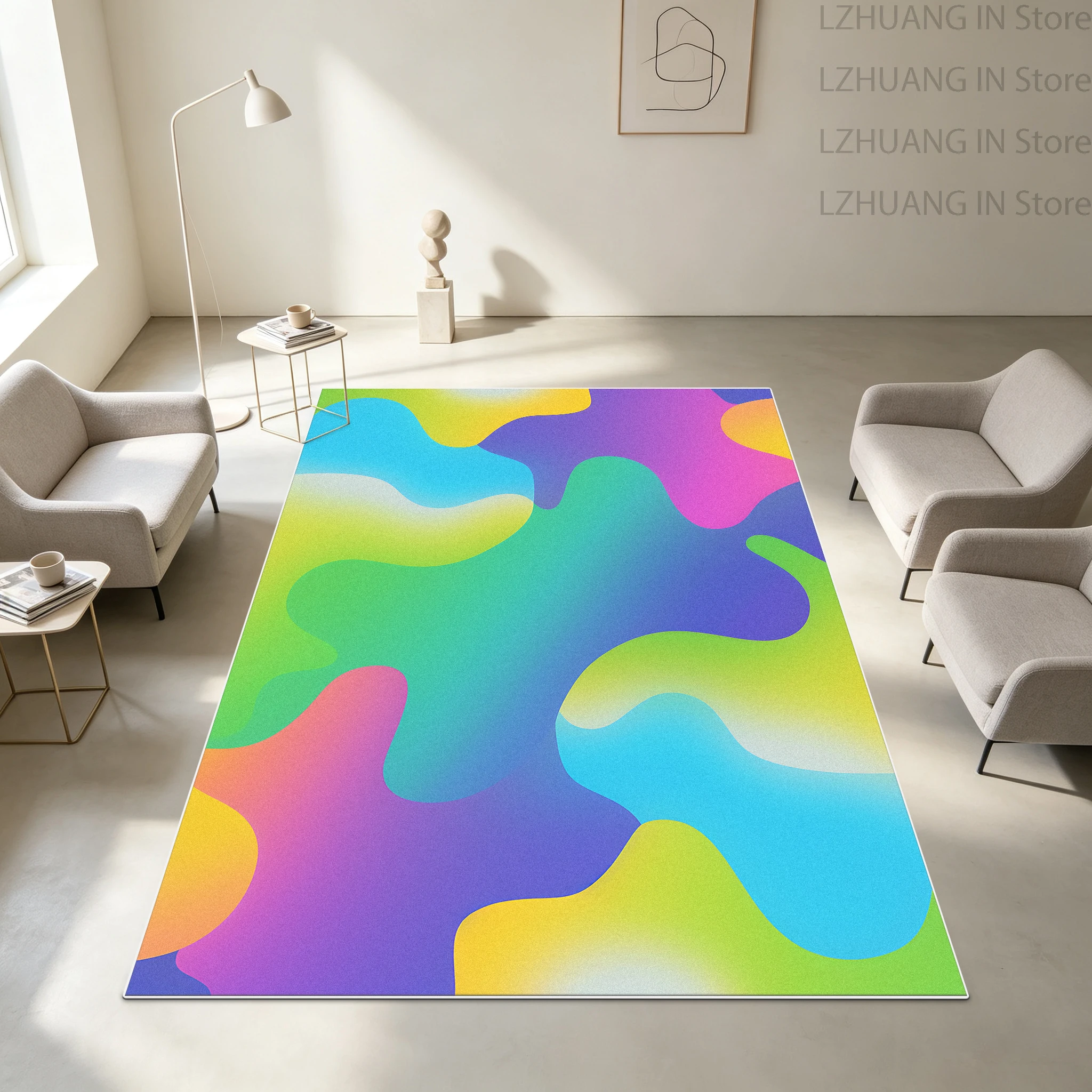 Modern Colorful Abstract Style Art Coffee Tables Mat Soft Fluffy Cloakroom Carpet Short Velvet Easy Cleaning Gaming Room Rug