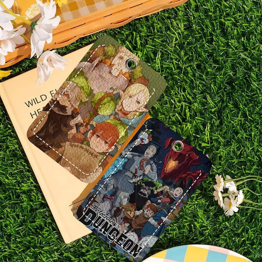 D-Delicious In D-Dungeon Cartoon Animation Card Case Keychain Access Card Bag Key Tag Ring Leather Card Holder Key Ring Access