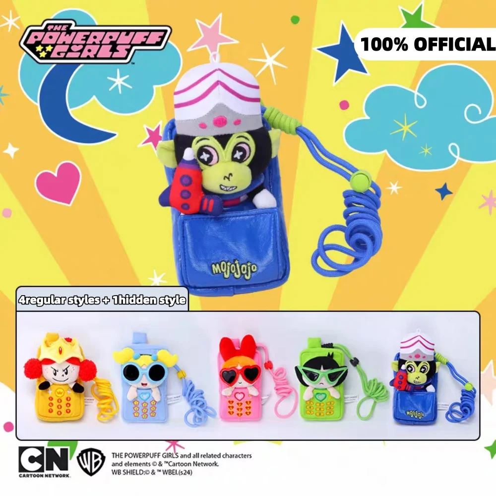 Genuine The Powerpuff Girls Mobile-Shaped Plush Dolls Blossom Bubbles Buttercup Cartoon Backpack Ornamental Girl Plushies Gifts