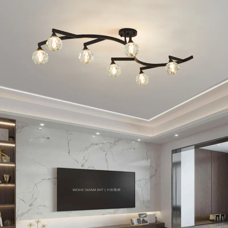 

SANDYHA Luxury Crystal LED Ceiling Light Modern Design for Bedroom Living Room Restaurant Shop Home Decor Stylish Suspension