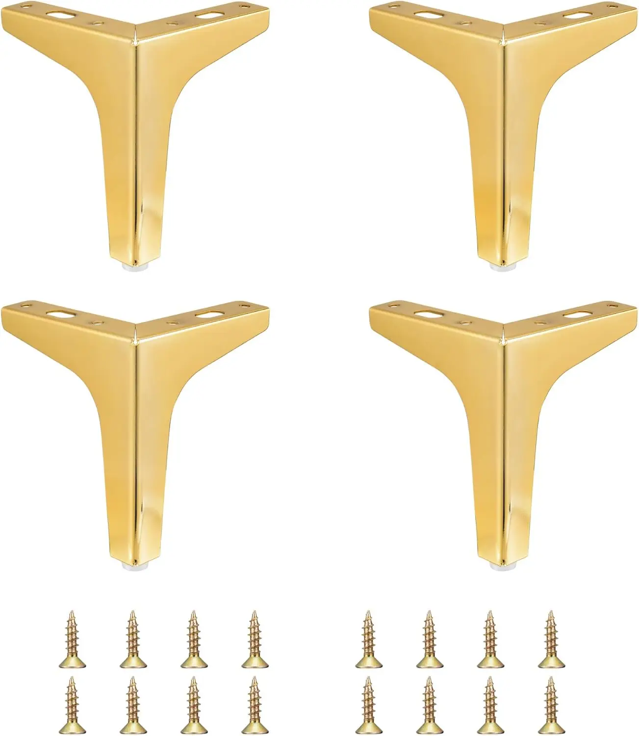 

5 inch Metal Furniture Legs - Set of 4 Heavy Duty Modern Metal Triangle Feet Gold Furniture Replacement Legs for Cabin