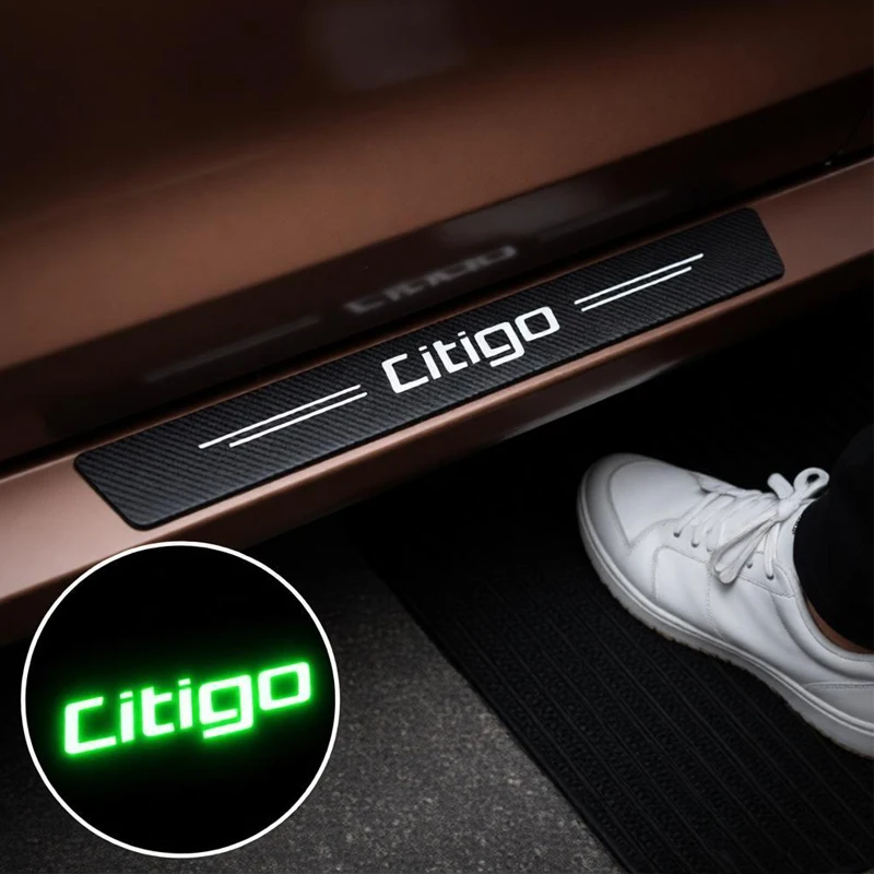 Car Door Sill Anti Scratch Stickers For Skoda Citigo Logo Rear Trunk Bumper Guards Luminous Protective Stickers Accessorry