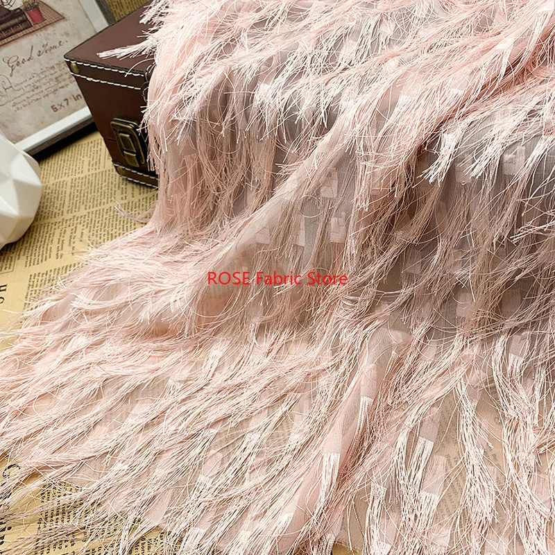 

1-метровая шифоновая ткань с кисточками, жаккардовая ткань, весна-лето, платье-рубашка, ткань для шитья своими руками