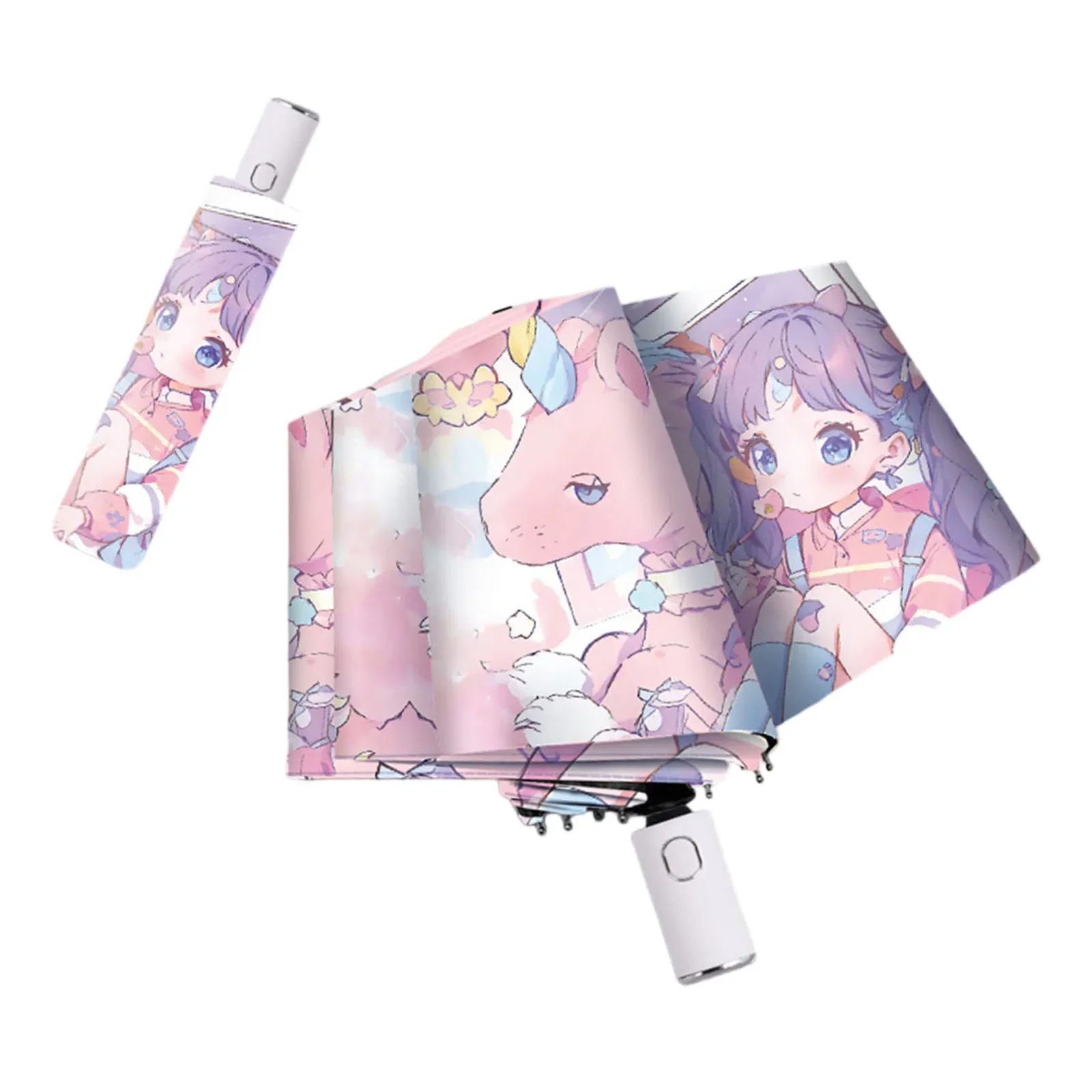 

Dual-Use Lovely Pattern Portable Sun Umbrella Anti-Rebound Automatic Umbrella for Raining Daily Commute