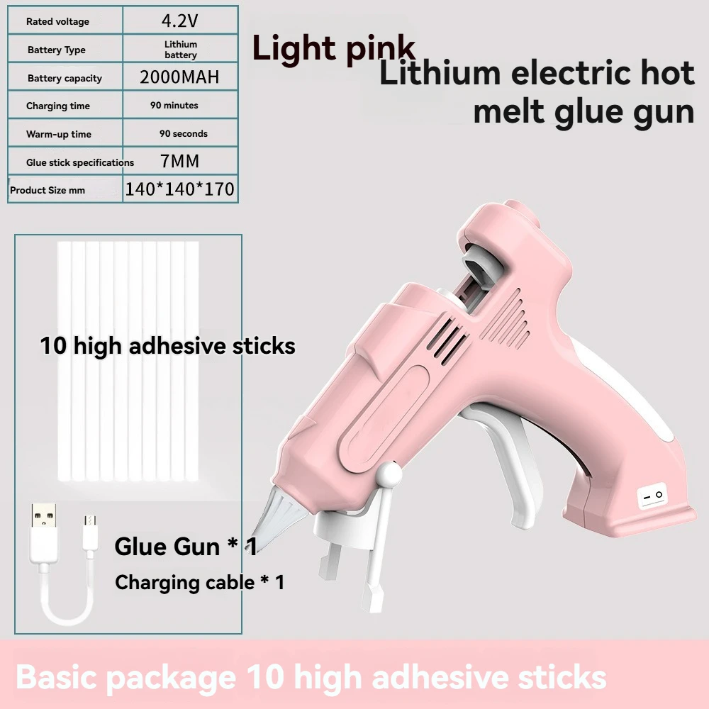 Cordless Hot Melt Glue Gun, sem fio Glue Gun, artesanato de mão de criança, Home DIY Repair Use, 7 milímetros Bastão de cola