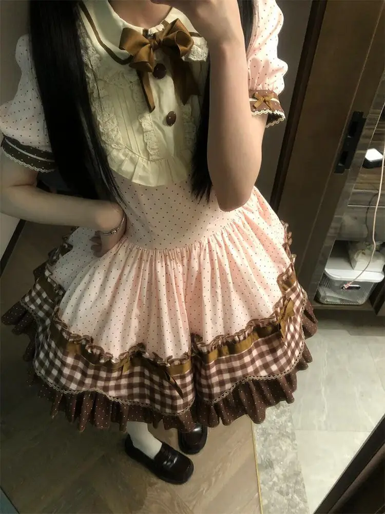 

Japanese Little Lolita Dress for Female Students Cute Super Cute Summer Waist Cinching Party Date Dress