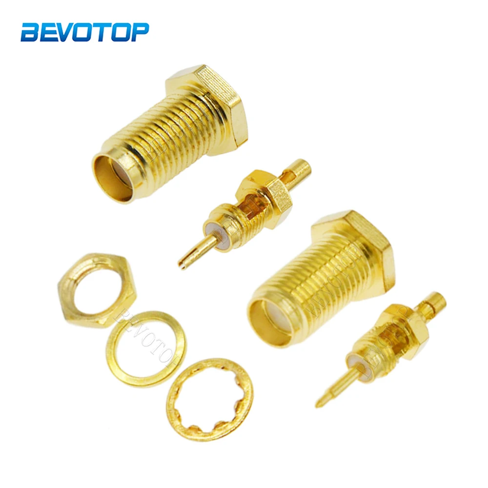 

10Pcs/Lot SMA/RP SMA Female Bulkhead Solder for RF0.81/RF1.13 Cable Straight RF Connector Gold Plated 50 Ohm