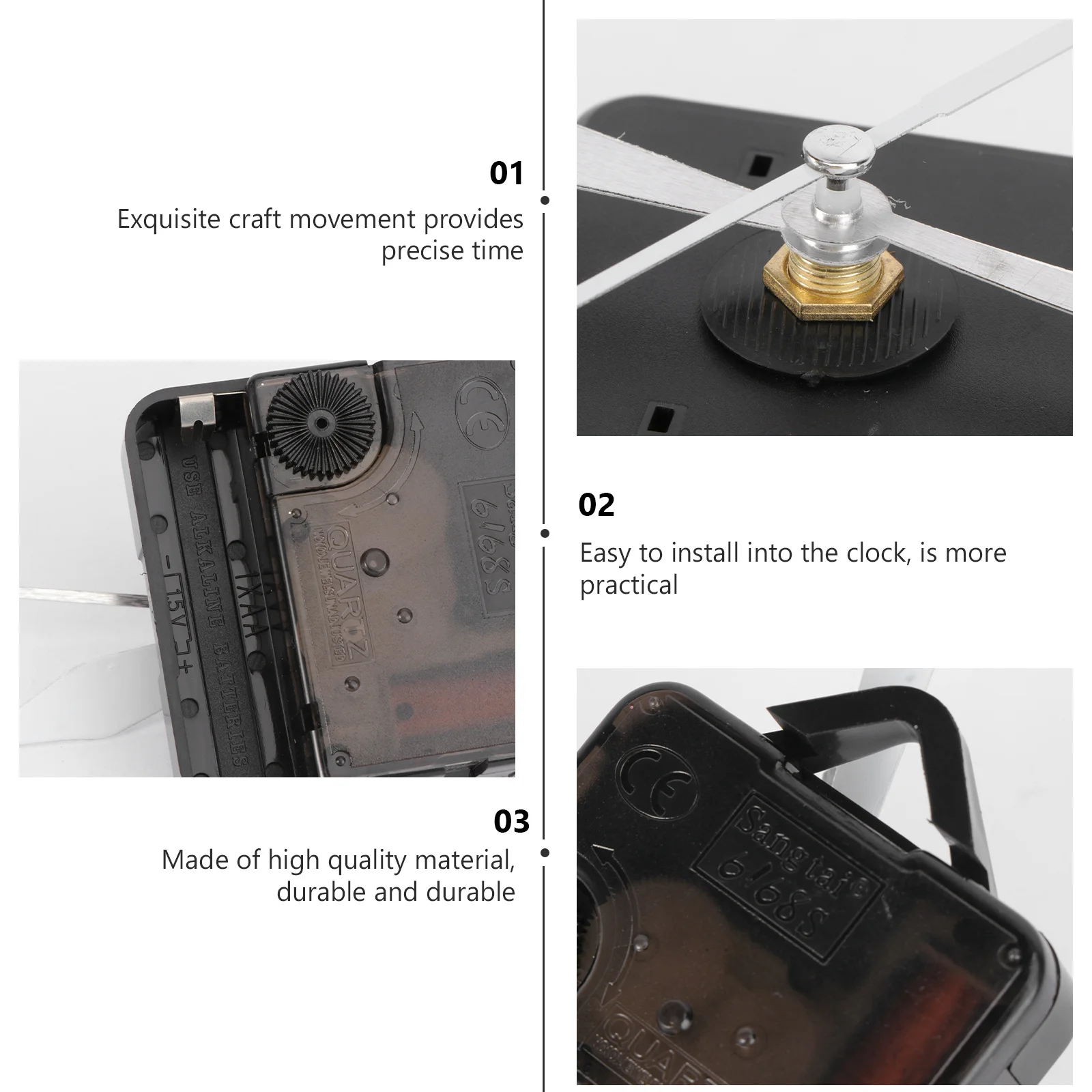 

Silent Clock Movement Kit Clock Core 3 White Hands Replacement Repair Parts for Wall Desk Clocks DIY Cross Stitch