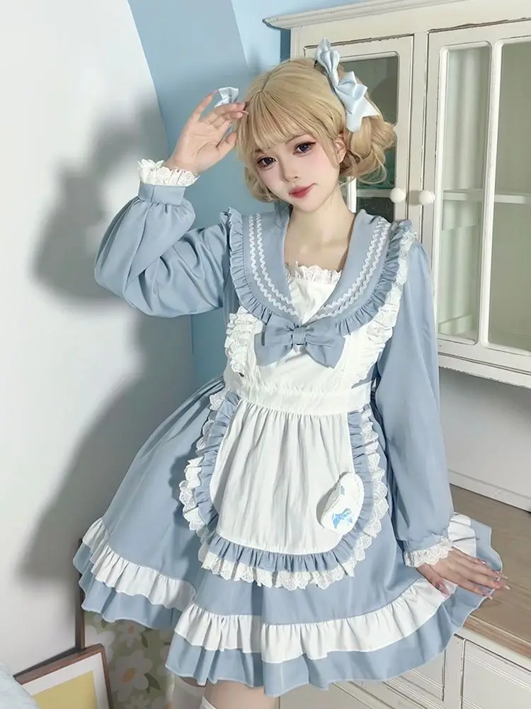 

Japan Sailor Maid Outfit COS Sweet Soft Girl Long-Sleeved JK Uniform College Style Maid Uniform Suit