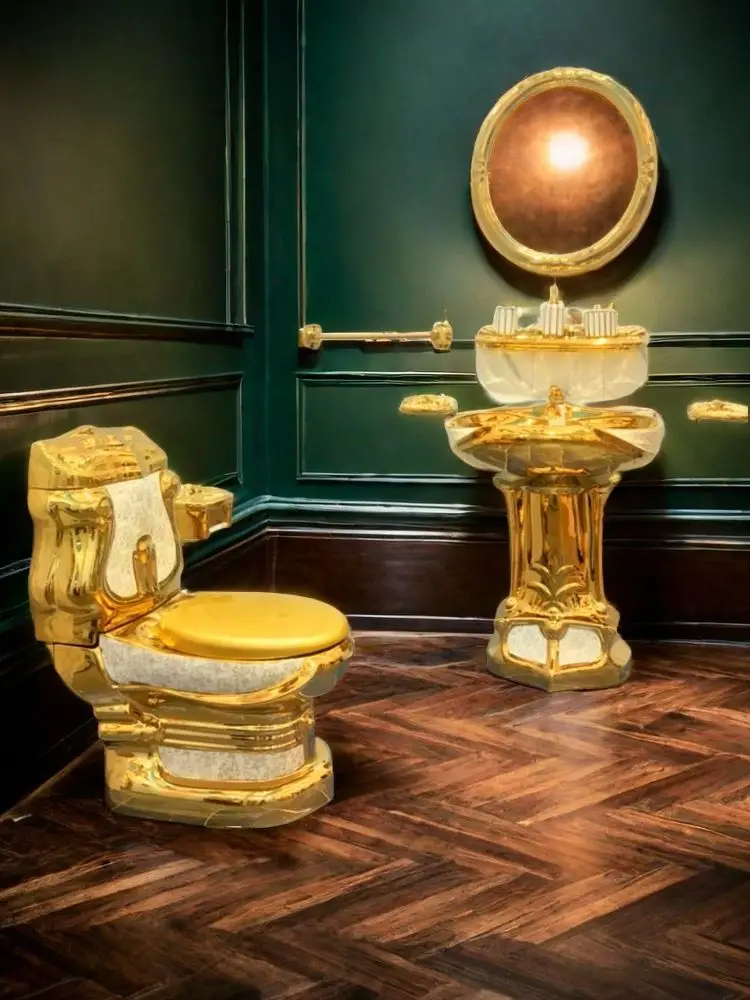 

European-style toilet gold-plated local gold retro toilet gold relief color toilet bathroom mute large caliber