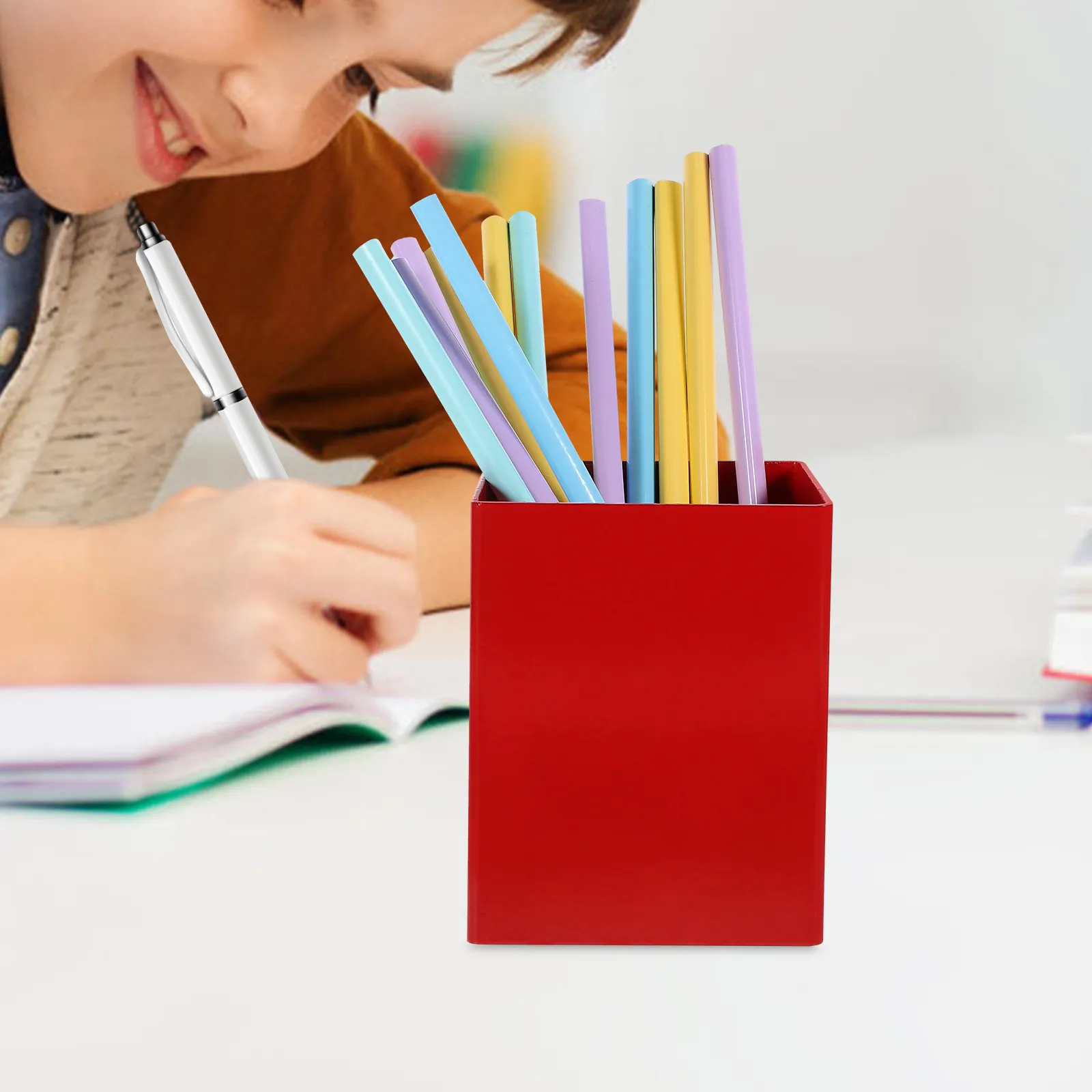 Large Capacity Metal Pen Holder Desktop Pencil Organizer Multipurpose Stationery Container for Office Desk Classroom Makeup