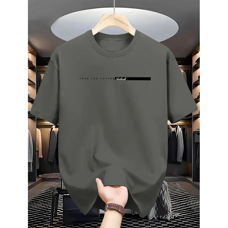2025 Sommer Herren Lässiges Lockeres T-Shirt mit Großem Buchstabendruck, Rundhalsausschnitt, Kurzarm, High-Street-Stil, Unex