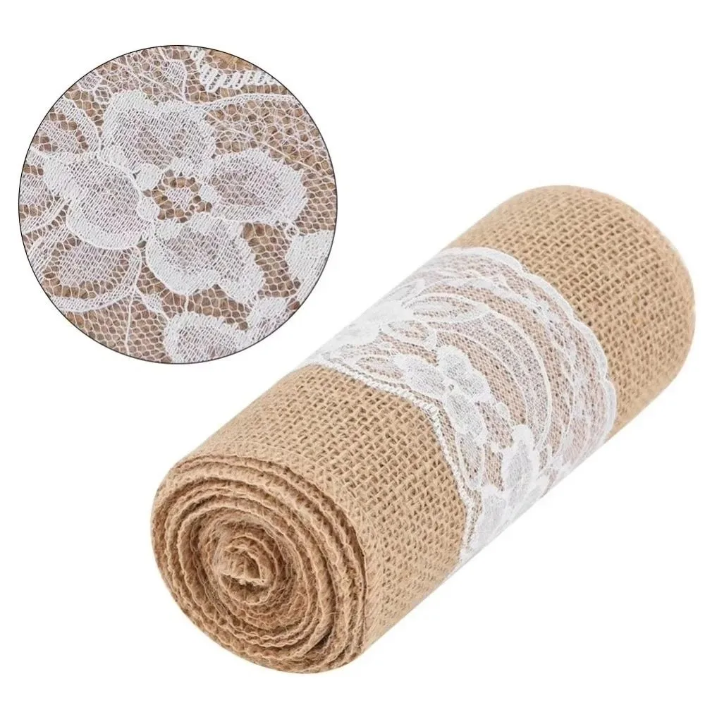 Vintage Burlap Chair Bow Handmade 15cm Lace Cotton Chair Backrest Decorative Classic Linen Chair Back Decoration Party Supplies