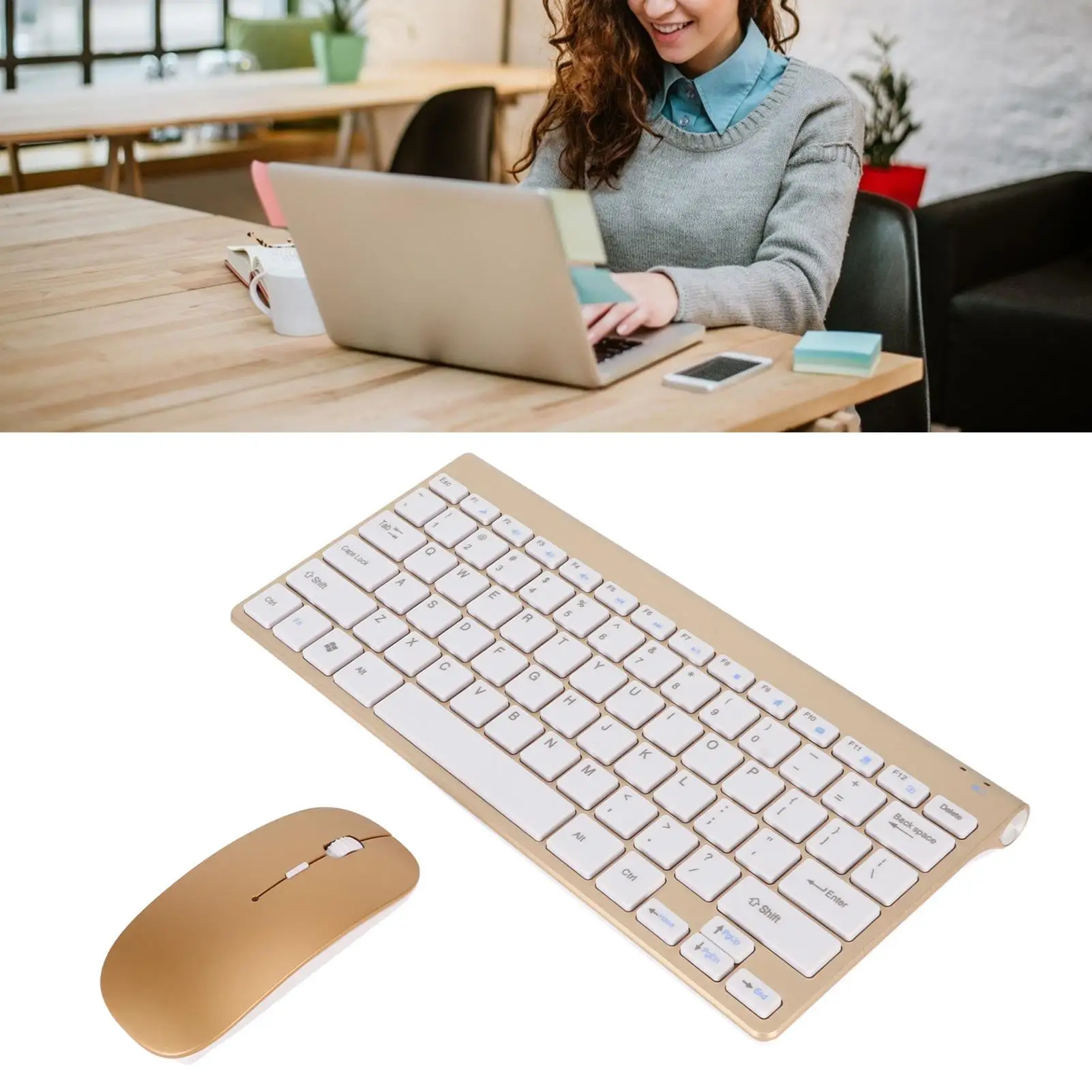 Compact Wireless Keyboard & Mouse Set with Silent LED, Waterproof Design, Power Saving - Ideal for office Use