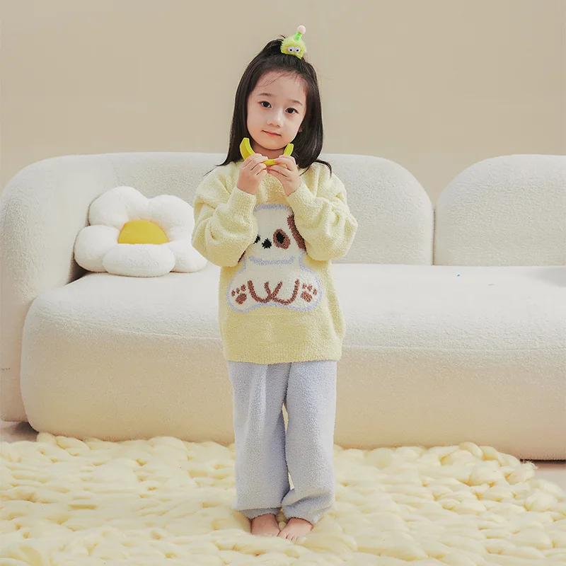 winter-girl-children-winter-pajamas-set-thickened-warm-loungewear-cartoon-dog-girls-pajamas-top-pants-sleepwear-two-piece-set