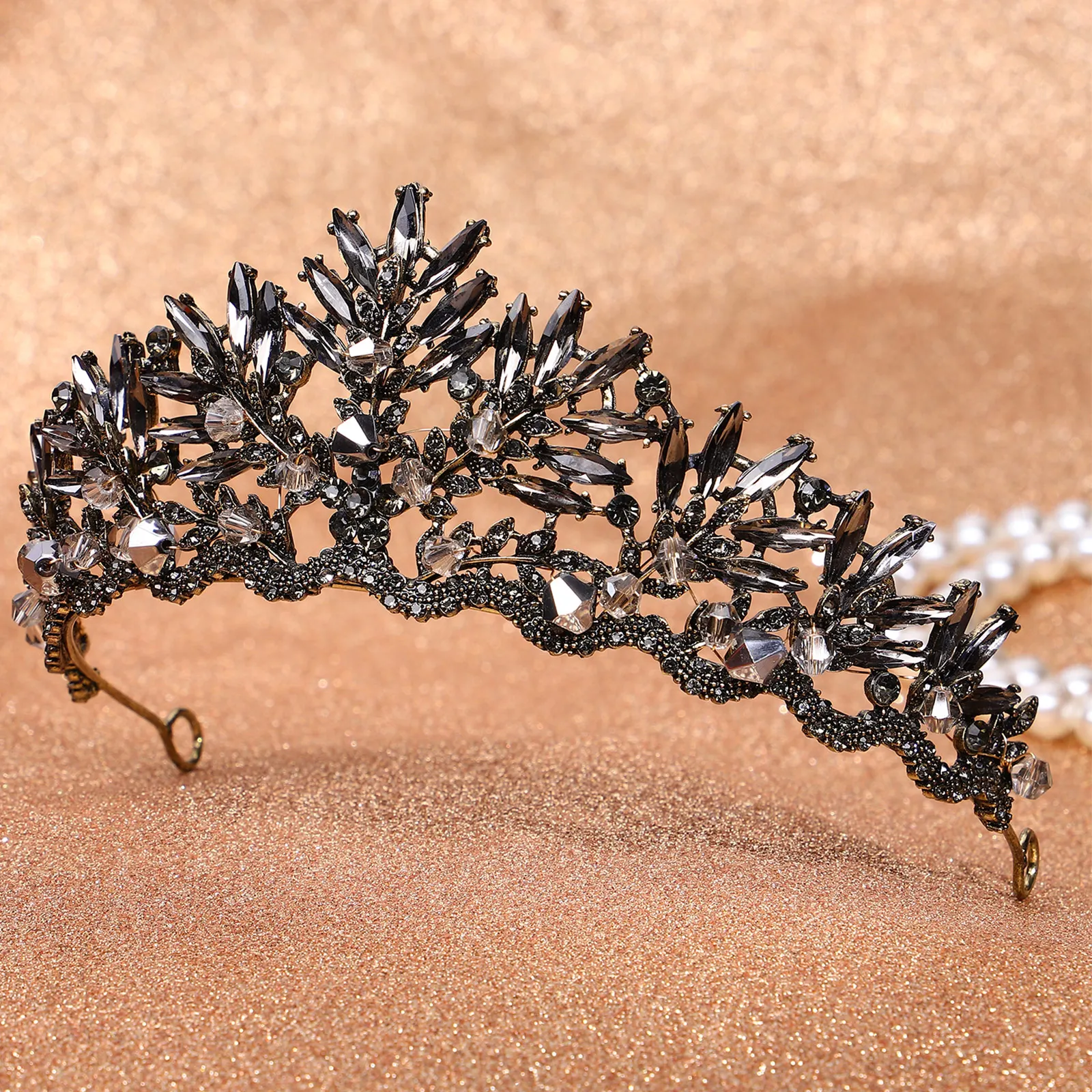 

Baroque Crown Bride Wedding Rhinestone Headwear Elegant Headdress Vintage Engagement Party Accessories Hair Tool