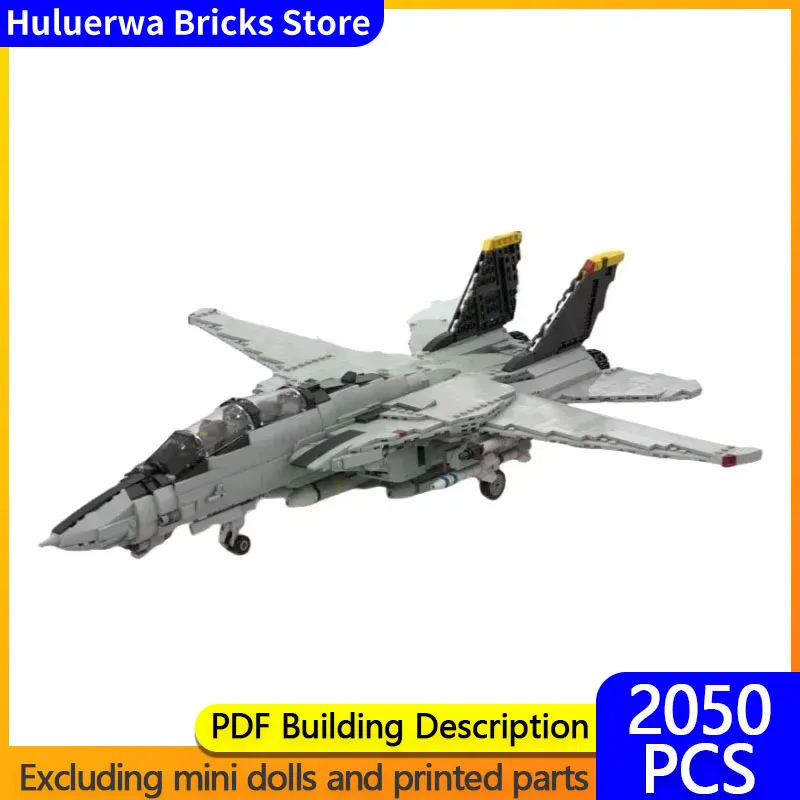 เครื่องบินทหารรุ่น MOC อาคารอิฐ 1:35 F-14 Cat Fighter Jet Modular เทคโนโลยีของขวัญวันหยุดประกอบของเล่นเด็กชุด