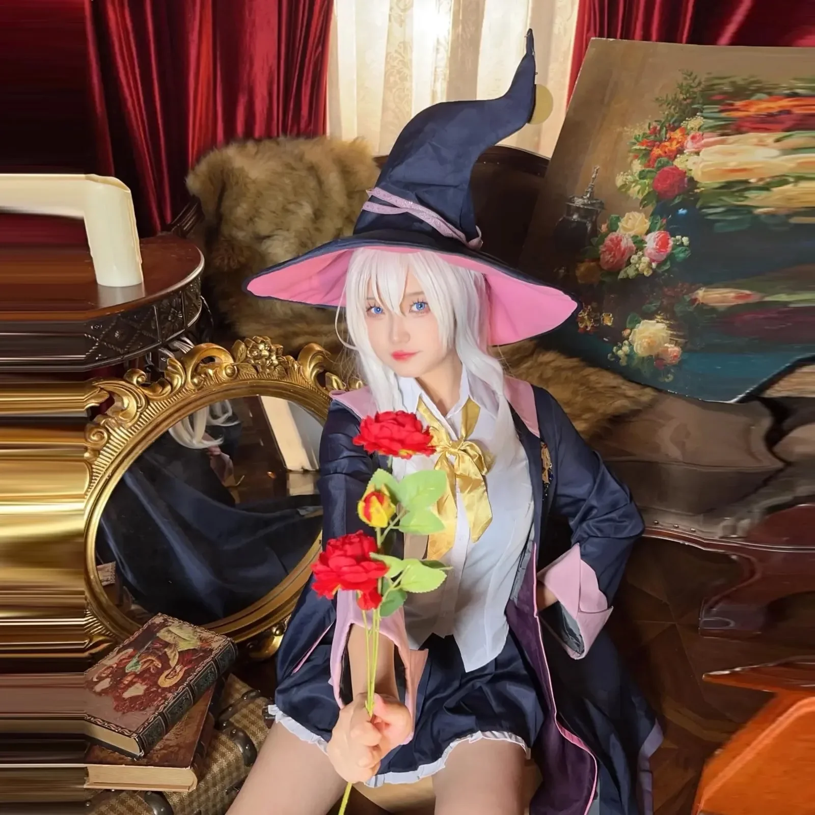 

Anime Wandering Witch The Journey of Elaina Cosplay Costume Wig Hat Wandering Witch Outfit Halloween Party Cosplay for Women